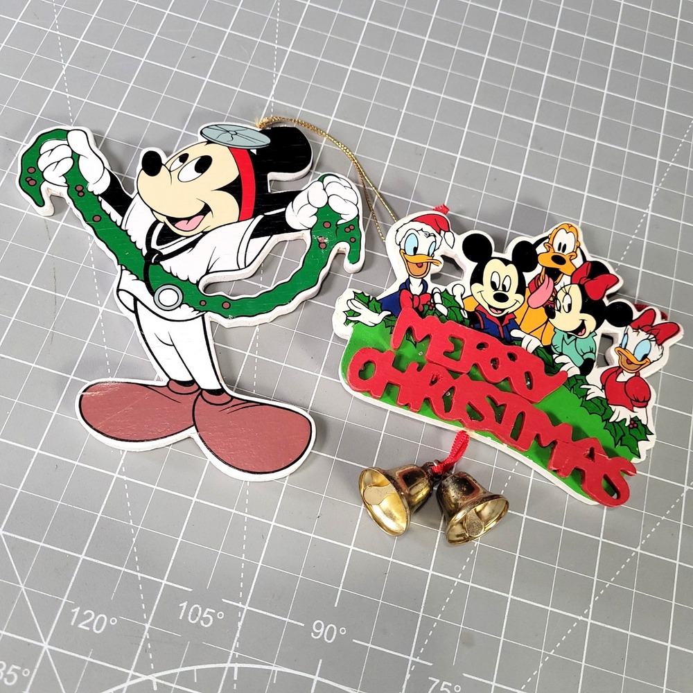 Disney Christmas Ornaments Lot 2 Wood Mickey Doctor Kurt Adler Vintage